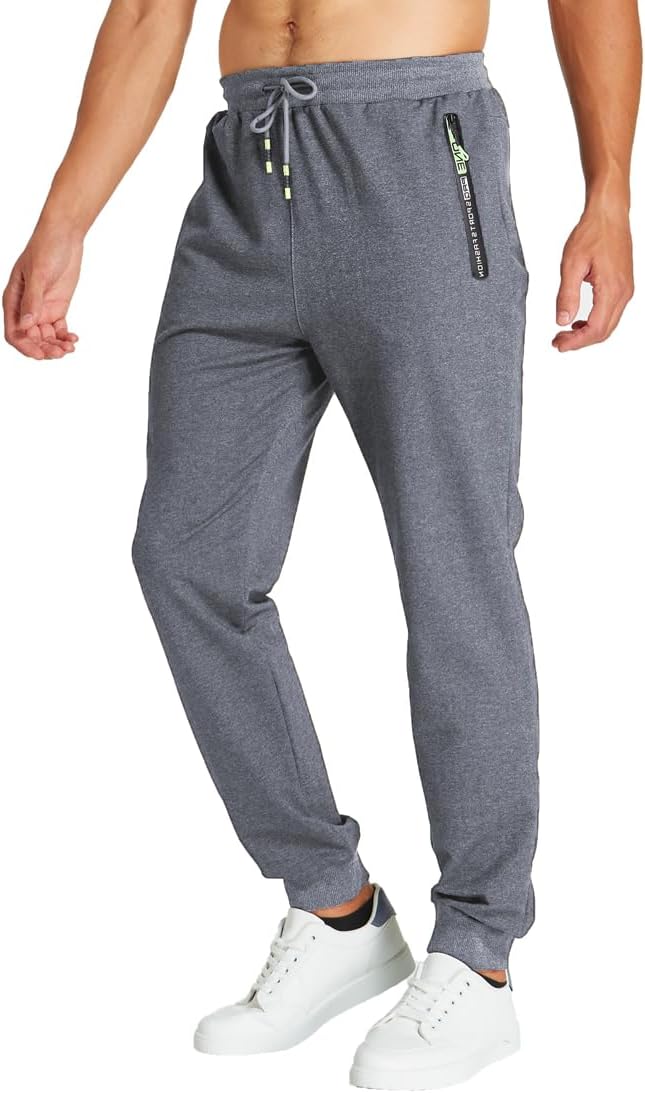 Z0XOZ Joggingbyxor för Män Elastisk Midja bälte Bomull med Dragkedja Fickor träningsbyxor