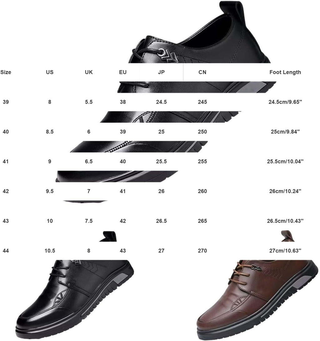 Herr smart casual snörning läder Oxfords moderna finskor lätta affärer fritid skor för vardagskläder, Svart, 38 EU