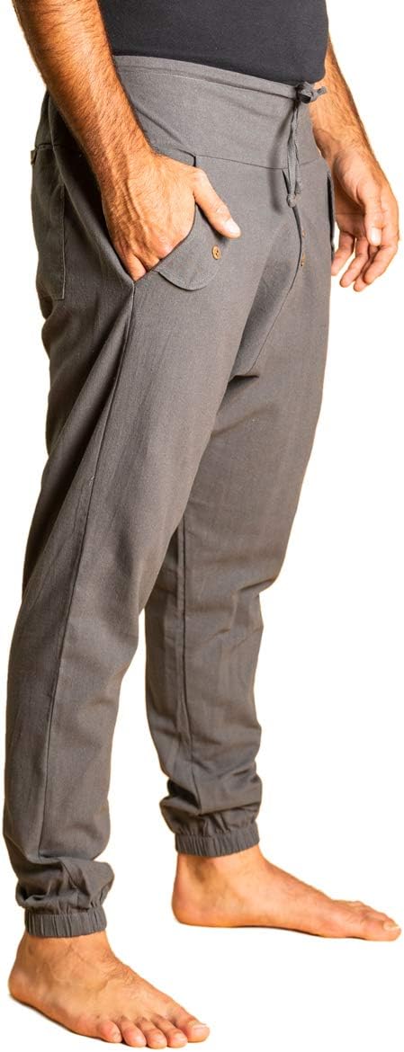 PANASIAM Yogi Pants Classic för dam och herr I bekväma fritidsbyxor i Aladin-Harem-stil – 100% bomull I optimal passform tack vare dragsko fram och elastisk linning bak I sommarbyxor