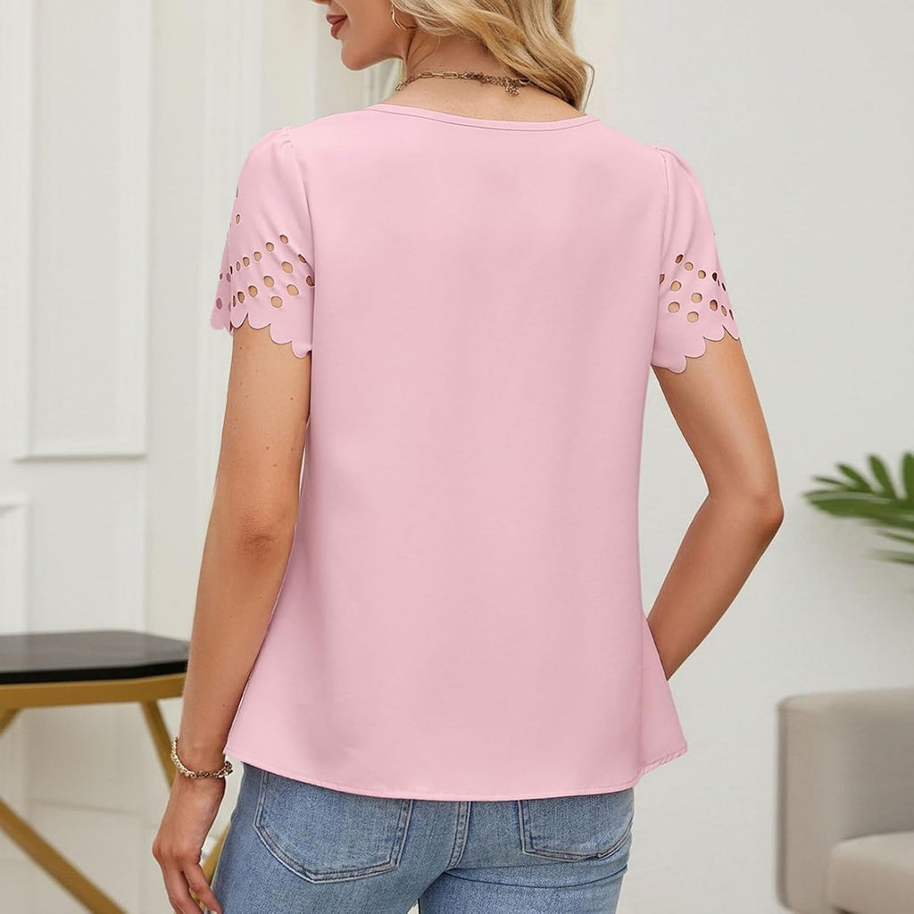 Greabuy Dammode business casual blusar kortärmad toppar trendiga arbete kvinnor fritidskläder skjortor trendiga affärskläder