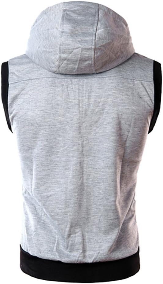 DENGJIAMY Ärmlös huvtröja för män vardaglig sommar atletisk hel dragkedja med huva linne män gym kroppsbyggande ärmlösa t-shirts