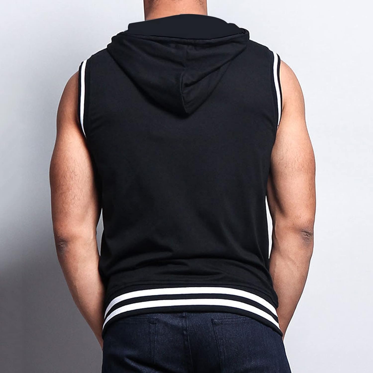 Sport huvjacka för män, tanktopp, huvtröja, gym, fitness, ärmlös huvtröja, muskelskjorta med dragkedja, ärmlös huvtröja för män med fickor, ledig tankskjorta med huva, sommarväst