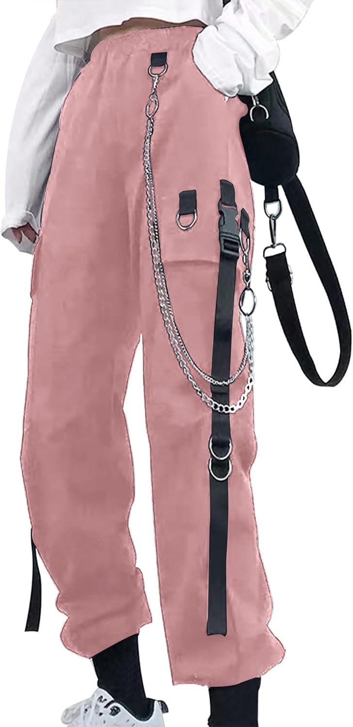 Cargobyxor dam med byxkedja gotiska kläder dam goth punk Y2k techwear byxor