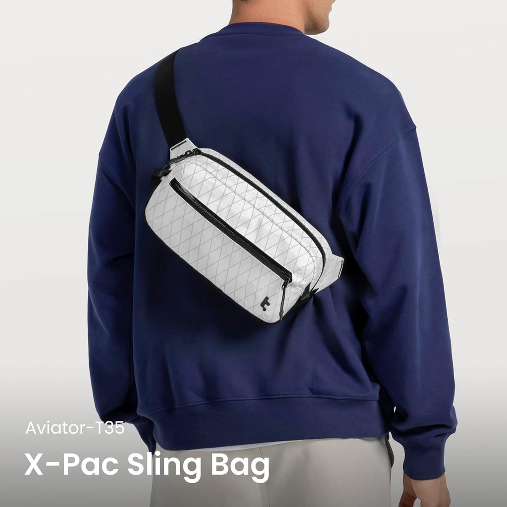 tomtoc 1,5 l crossbody väska med RFID-skydd, liten unisex axelremsväska, sling bag, lätt, vattentät sling bag, för utomhusresor, svart