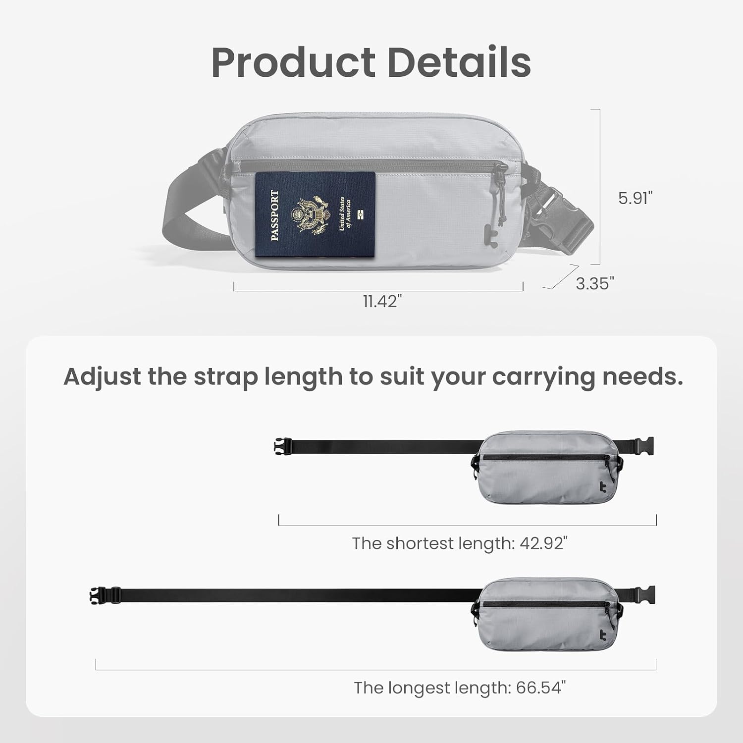 tomtoc 1,5 l crossbody väska med RFID-skydd, liten unisex axelremsväska, sling bag, lätt, vattentät sling bag, för utomhusresor, svart