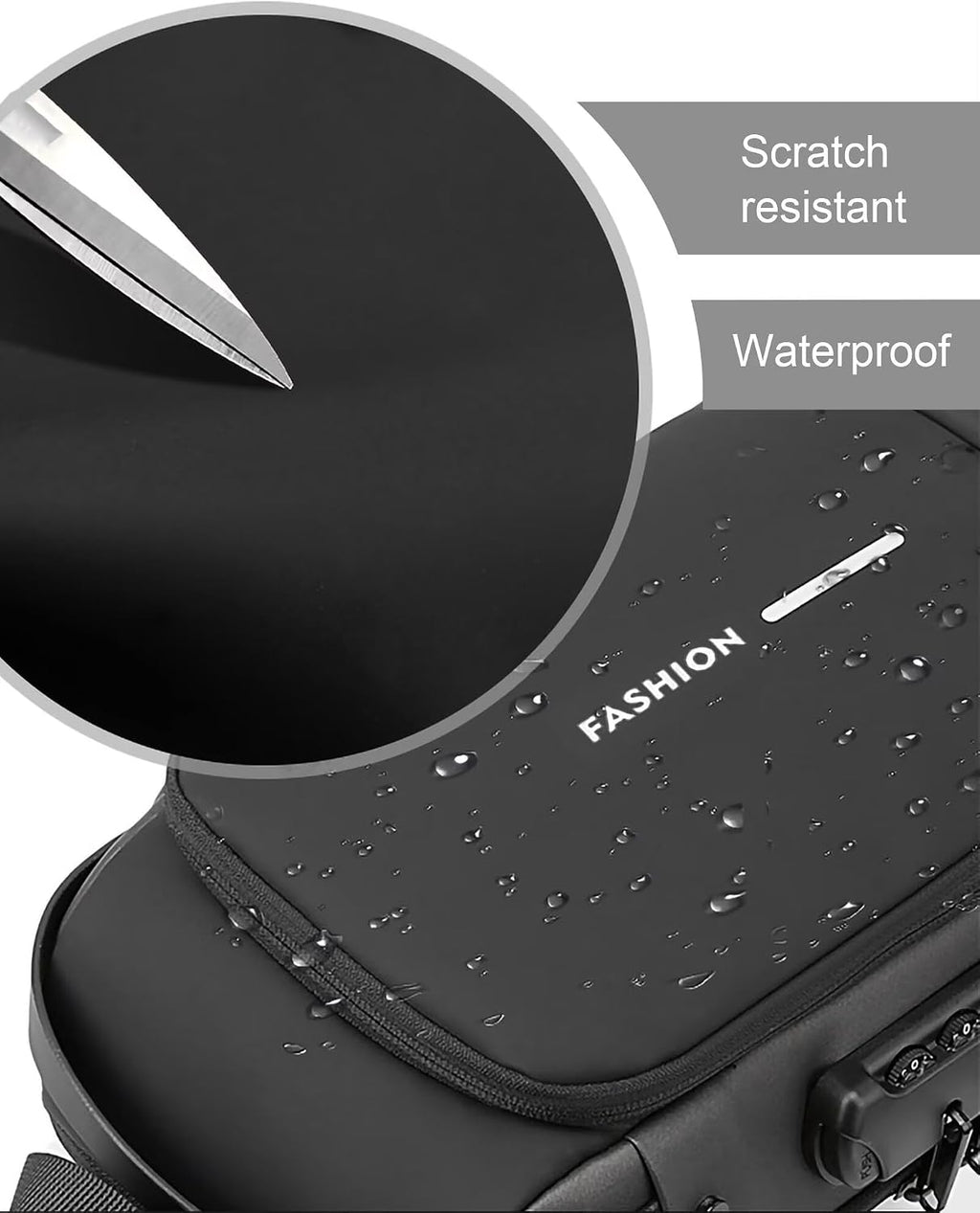 Axelväskor för män och kvinnor, vattentät bröstväska med USB-laddningsport stöldskydd lösenordslås crossbody ryggsäck liten flex axelväska för vandring cykling löpning resor