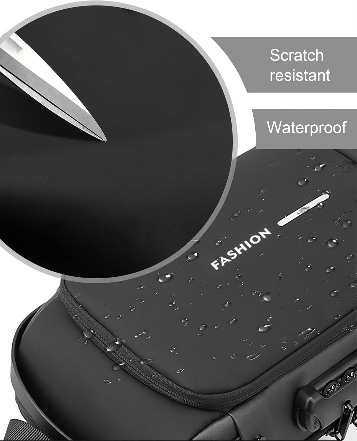 Axelväskor för män och kvinnor, vattentät bröstväska med USB-laddningsport stöldskydd lösenordslås crossbody ryggsäck liten flex axelväska för vandring cykling löpning resor