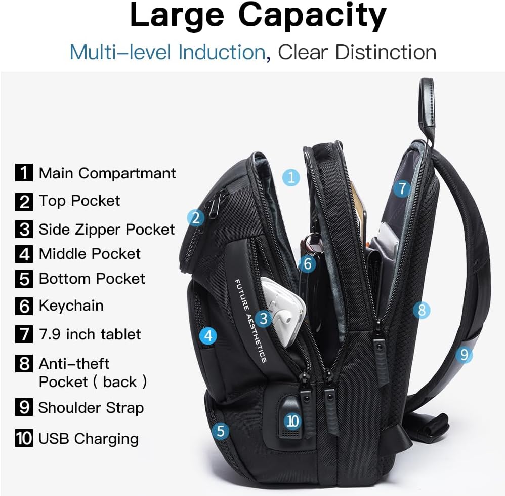 BANGE Axelväska, vattentät bröstväska för män, crossbody-ryggsäck för män, Svart, Without Lock, Hållbar