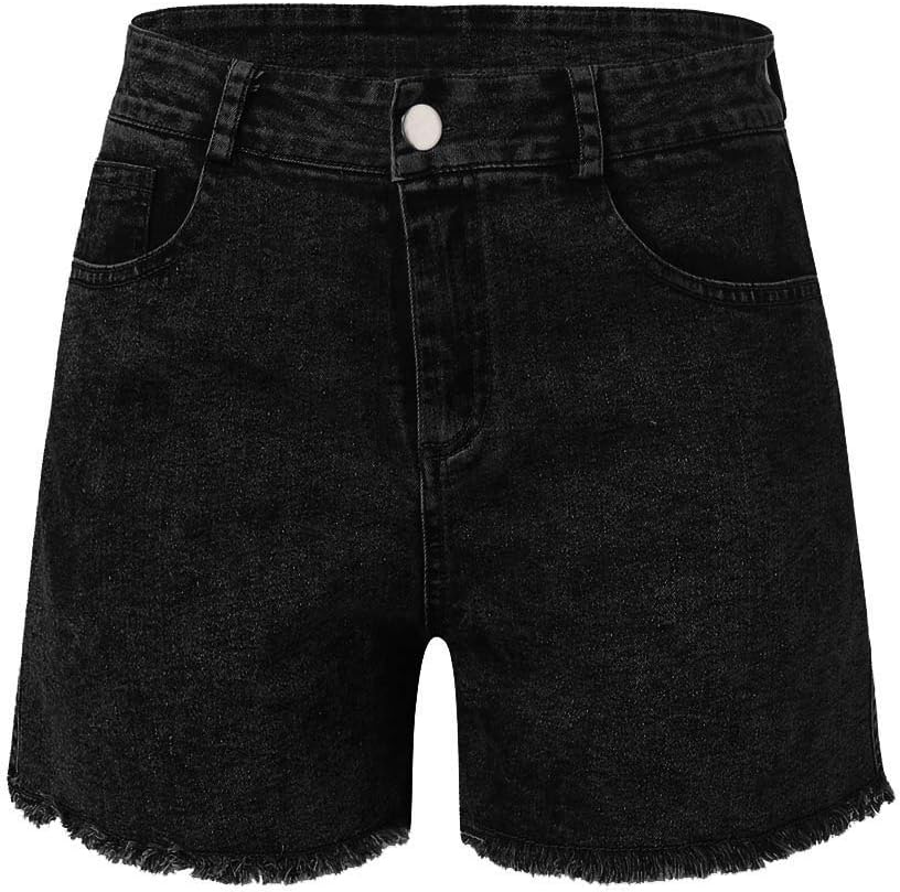 Korta byxor dam jeans – hög midja jeans för kvinnor stretch bekväma sommarjeans stretch denim hot pants regular fit tygbyxor fritidsbyxor casual jeans sweatpants superstretch jeans shorts