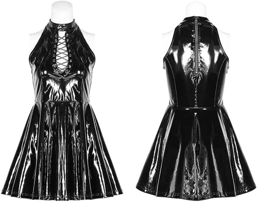 Plus Size 7XL kvinnor poldans snörning kläder PVC trikåer läder klubb klänning bodysuit PVC klänning anpassningsbar