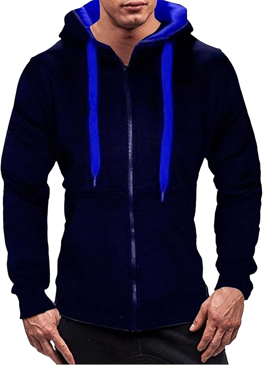 Generisk huvtröja för män, blousonjacka med dragkedja, dragsko, sweatjacka, överdimensionerad lös övergångsjacka, hip hop, trend, bomberjacka, enfärgad, ledig sportjacka för arbete och utomhus