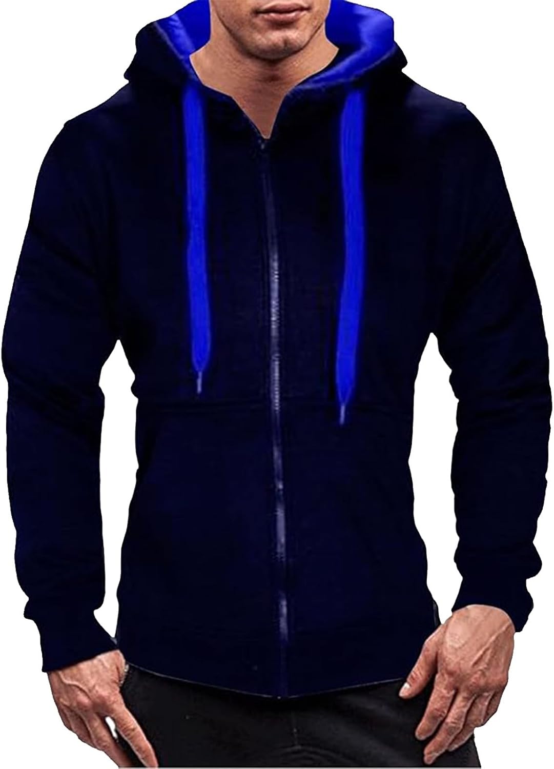 Generisk huvtröja för män, blousonjacka med dragkedja, dragsko, sweatjacka, överdimensionerad lös övergångsjacka, hip hop, trend, bomberjacka, enfärgad, ledig sportjacka för arbete och utomhus