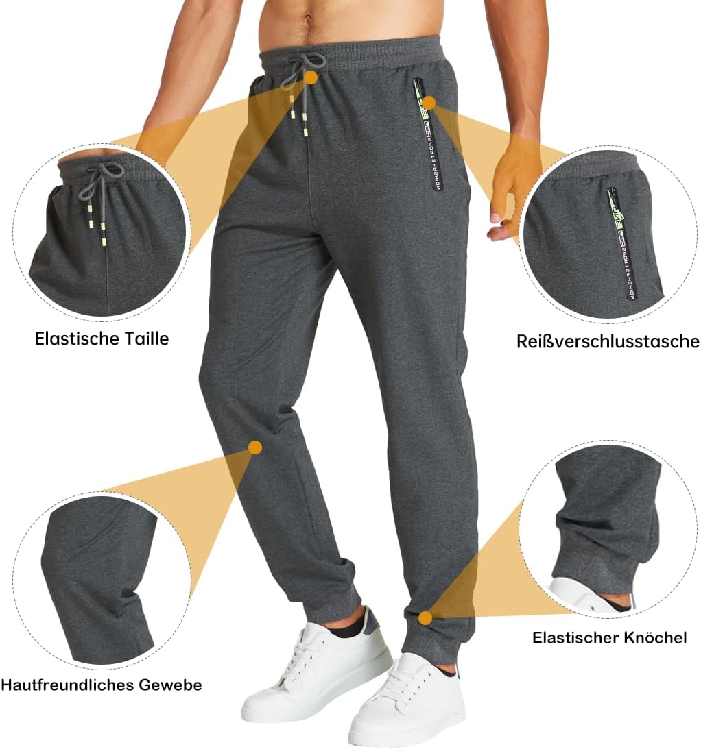 Z0XOZ Joggingbyxor för Män Elastisk Midja bälte Bomull med Dragkedja Fickor träningsbyxor