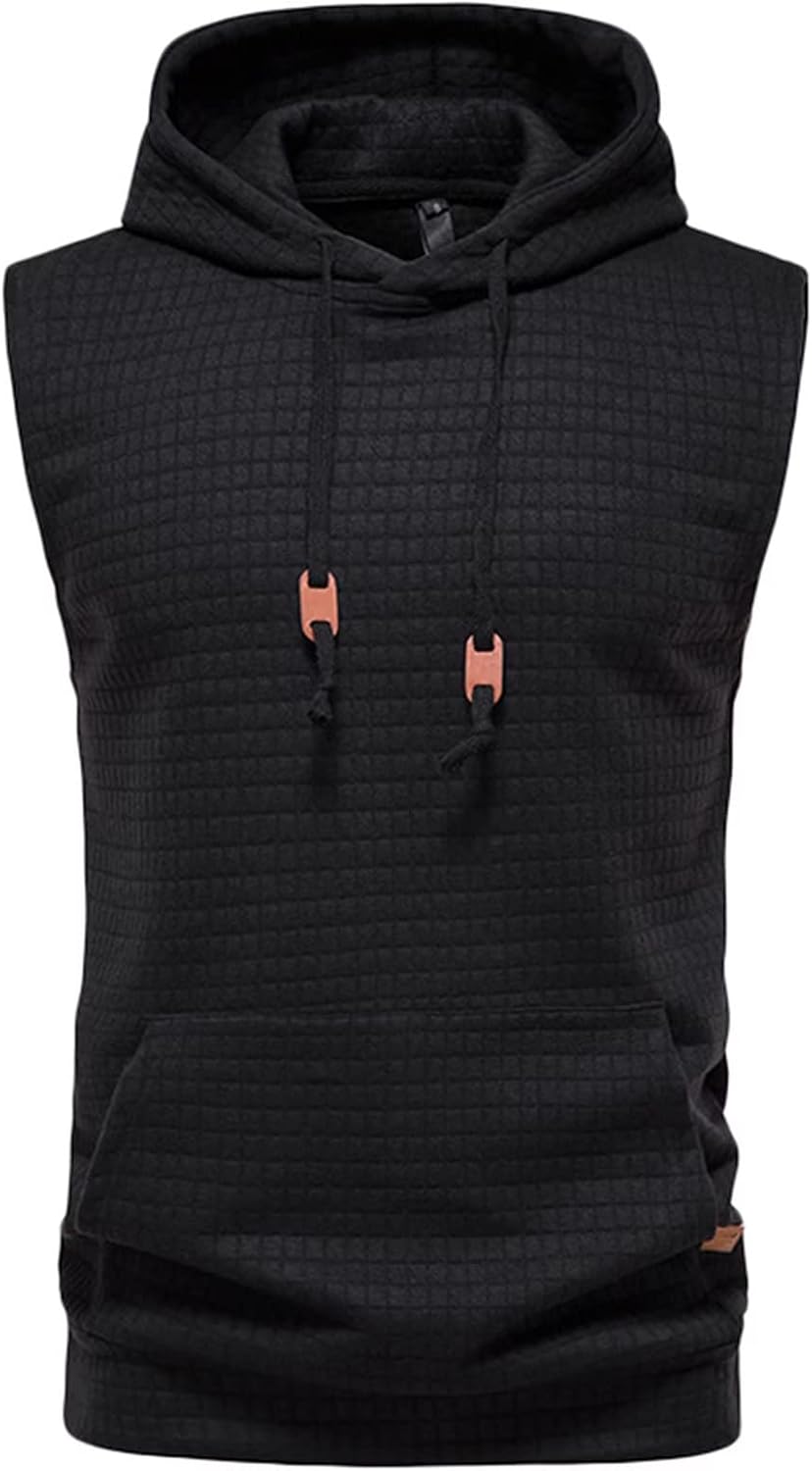 Men's Gym Tank Tops Sports T Shirt Fitness Tops Vest Sleeveless Hoodies with Pocket
