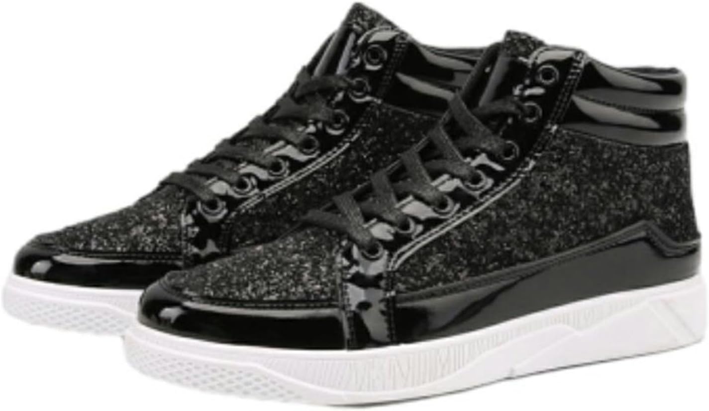 Skor herr glitter guld, paljetter sneakers herr sneakers hög topp fritidsskor glänsande promenadskor med tjock sula paljettskor karneval skateboardskor mode herrstövlar