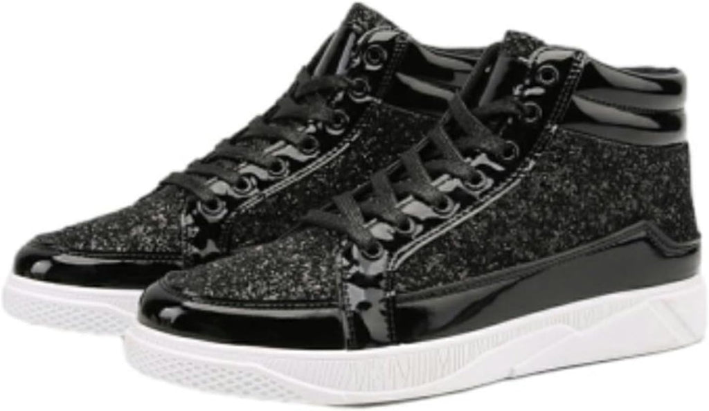 Skor herr glitter guld, paljetter sneakers herr sneakers hög topp fritidsskor glänsande promenadskor med tjock sula paljettskor karneval skateboardskor mode herrstövlar