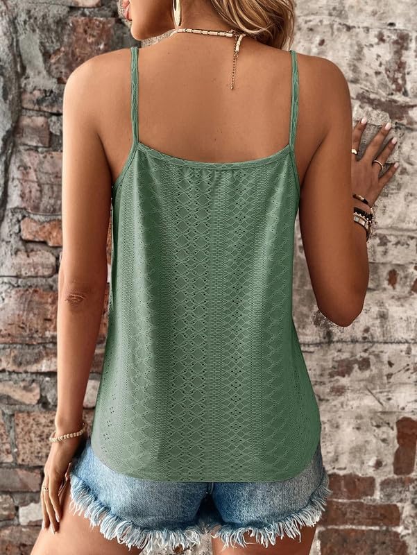 Haibang Chic och elegant sommarlinne dam camisole spets ärmlös spaghettiband topp sexig lös tröja ögla broderi camisole mode casual tanktoppar