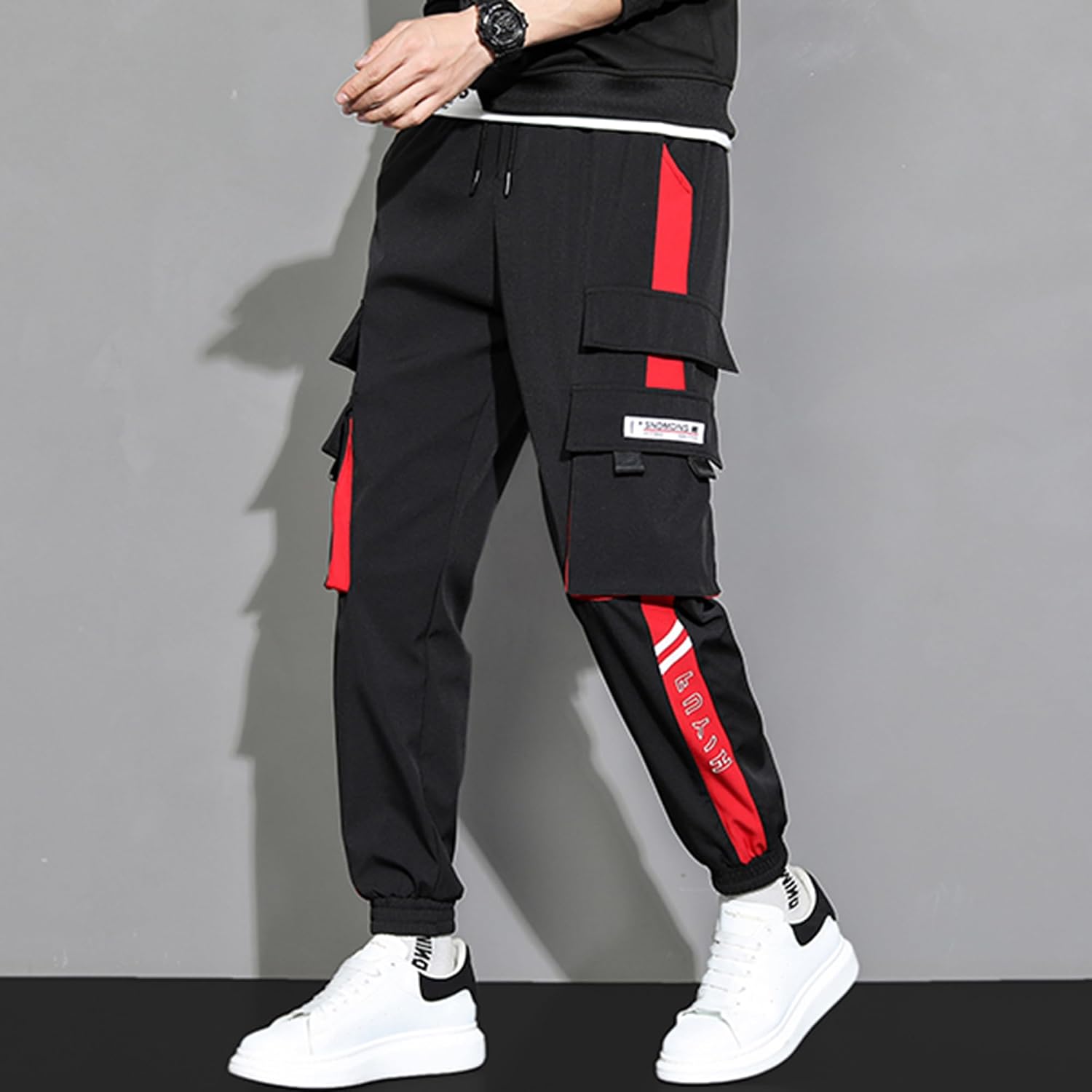 XYXIONGMAO Streetwear joggingbyxor casual sportbyxor säckiga vardagliga techwear hiphop träningsbyxor svarta cargobyxor för män