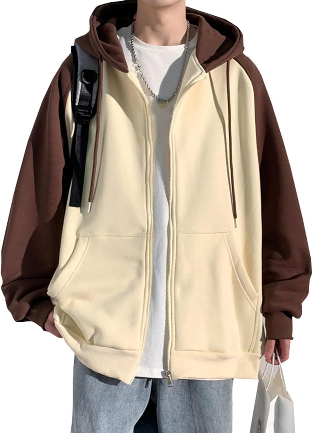 Y2K huvtröja herr hiphop huvtröja överdimensionerad passform urban huvtröjor Harajuku streetwear huvtröjor trendig koreansk tröja lös passform färg kontrast sweatshirt mode college jackor avslappnad