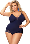 Blå Dambody ärmlös Onesies Bodysuit 5XL One Piece Bomullsbody Dam Playsuit-blå bodysuit-XL (INTM-L)