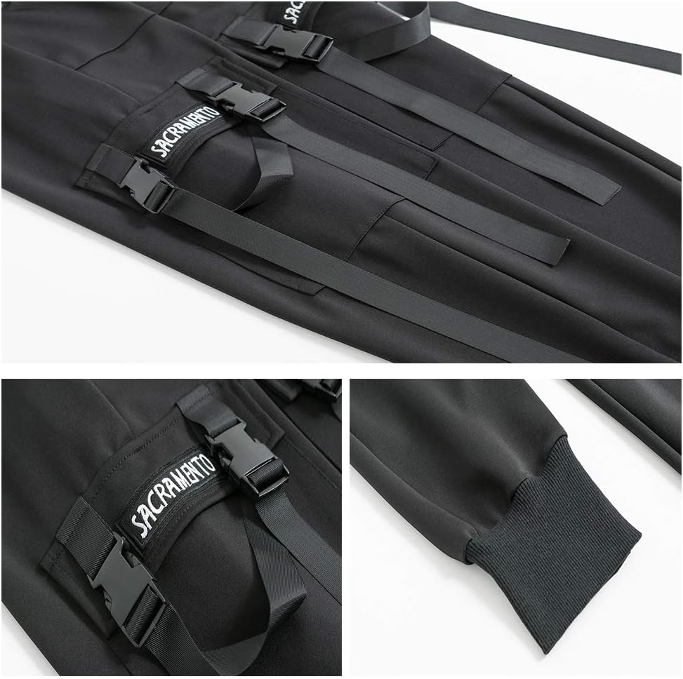 XYXIONGMAO Joggingbyxor för män, techwear, hiphop, haremsbyxor, streetwear, taktiska träningsbyxor, Svart, M