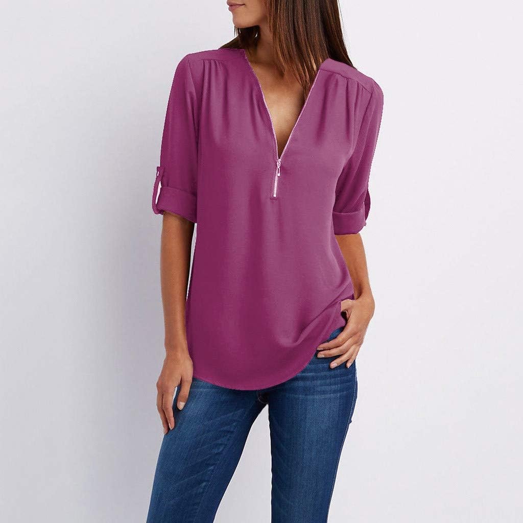 chiffongblus stora storlekar, toppar damer sommar elegant löst sittande blus damer lång damblus med dragkedja topp sommar damer t-shirt damer elegant sexig damer långärmad/kortärmad basic