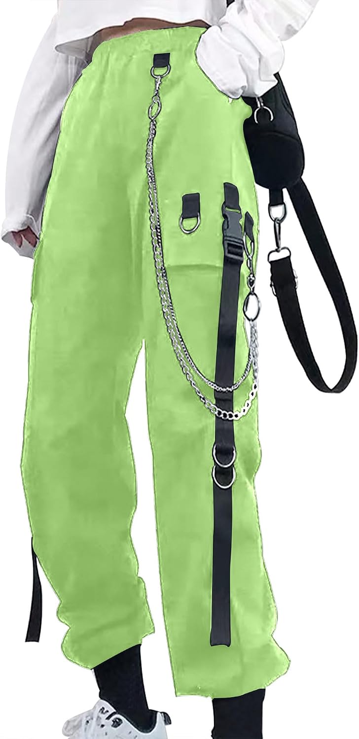 Cargobyxor dam med byxkedja gotiska kläder dam goth punk Y2k techwear byxor