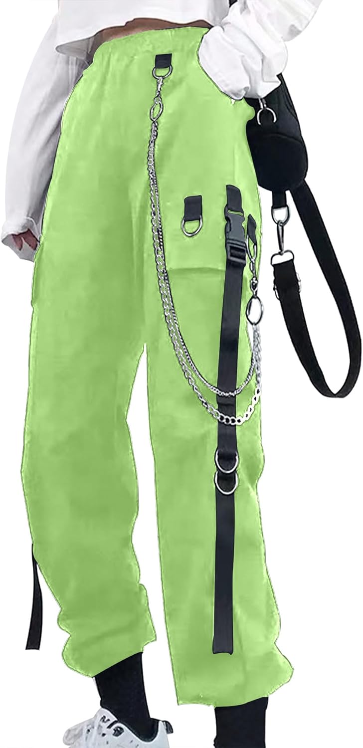 Cargobyxor dam med byxkedja gotiska kläder dam goth punk Y2k techwear byxor