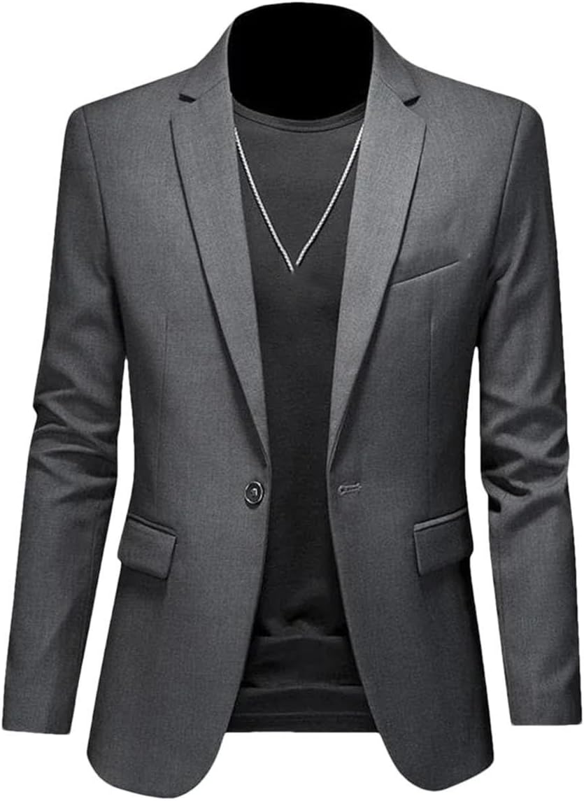 Hgvcfcv Casual business herr blazer brudgum bröllopsklänning kavajer för män kostym toppar jacka kappa enfärgad kostymjacka
