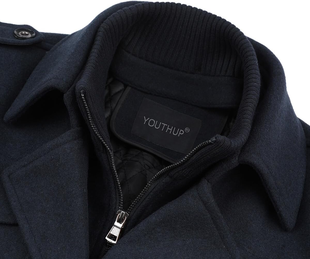 Rockar för Herr Casual Vinter Ullkappor Regular Fit Vinter kappa Ärtkappa för Vintern