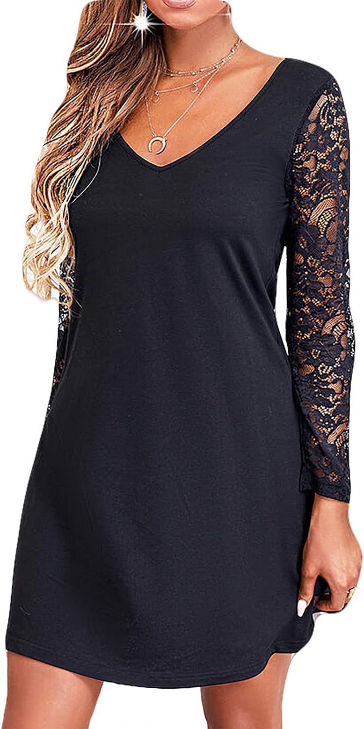 Dammaxiklänning 2026 fest plus size långärmad spets leopard solid v-ringad nattklubb enkel sommar strand