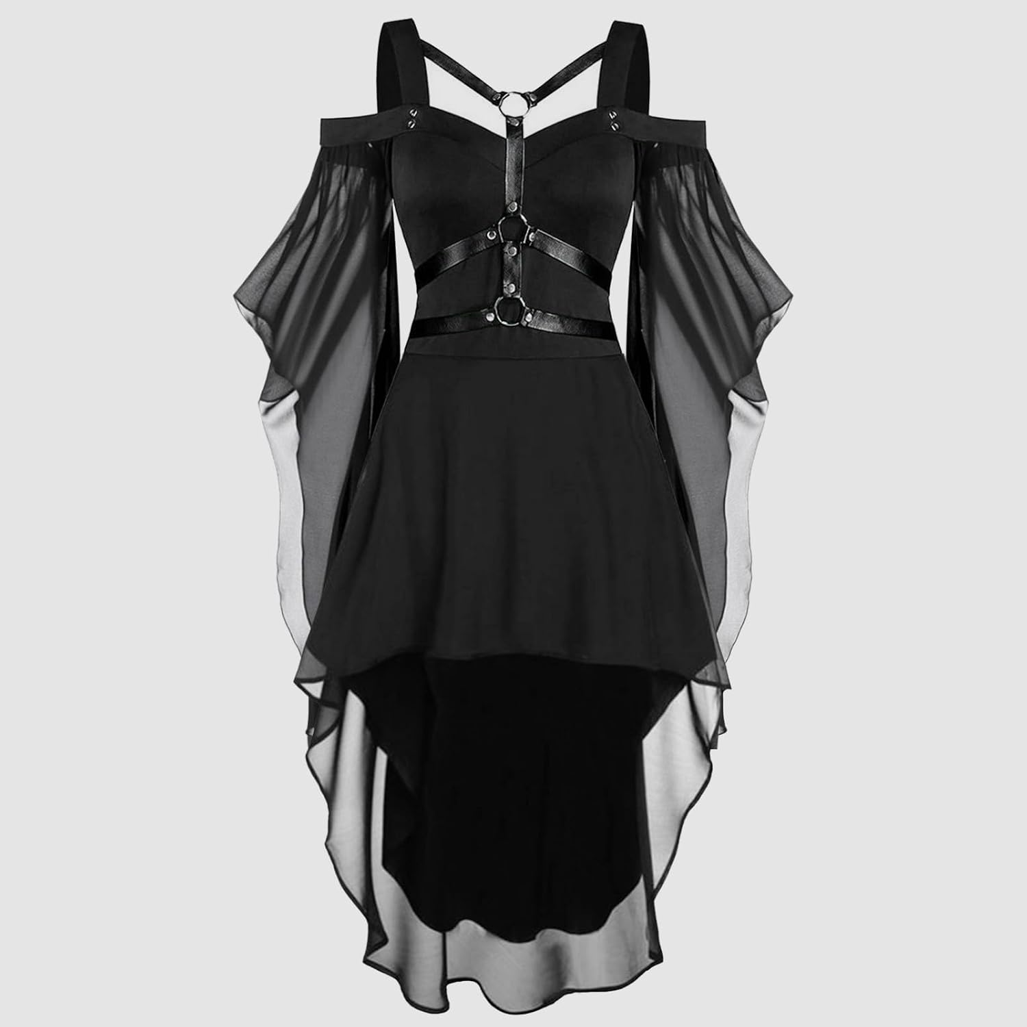 kostym halloween cocktailklänningar för kvinnor plus size mode gotisk midi-klänning croset lång utsvängd ärm fest A-linje medeltida korsetter för