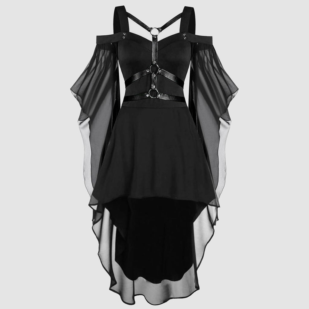 kostym halloween cocktailklänningar för kvinnor plus size mode gotisk midi-klänning croset lång utsvängd ärm fest A-linje medeltida korsetter för