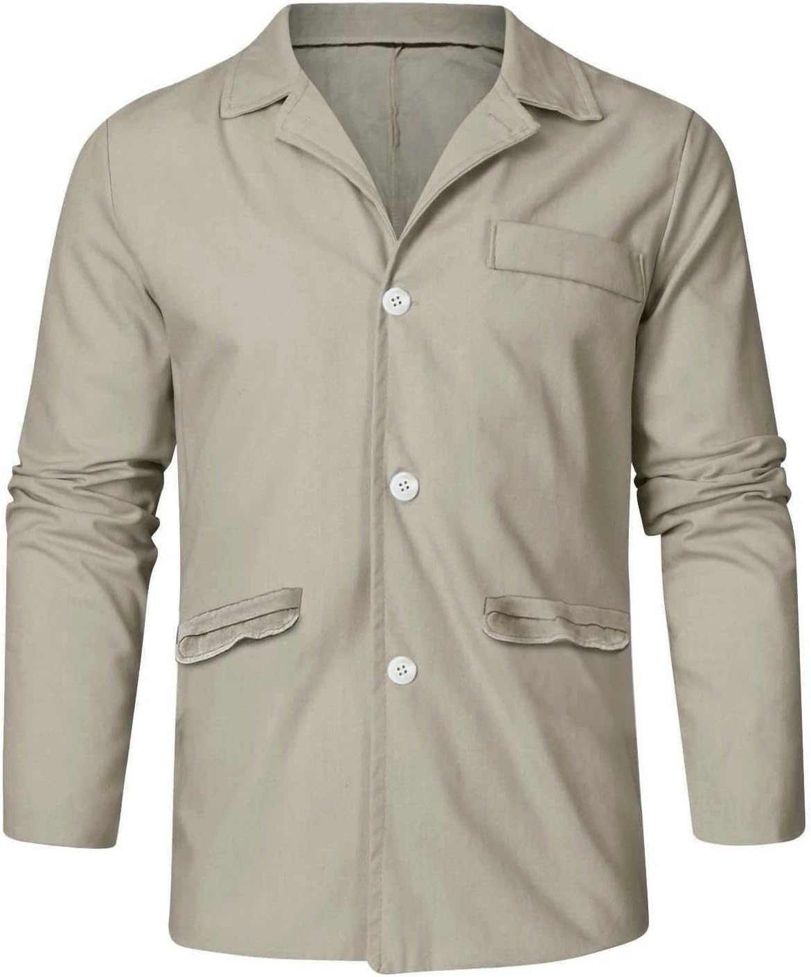Lätt blazer för män tunn sommarrock herr vardaglig blazer fritid krage skjorta vår tunna rockar långärmad mysig jacka lös enfärgad skjortor andningsbar butt-up overshirt