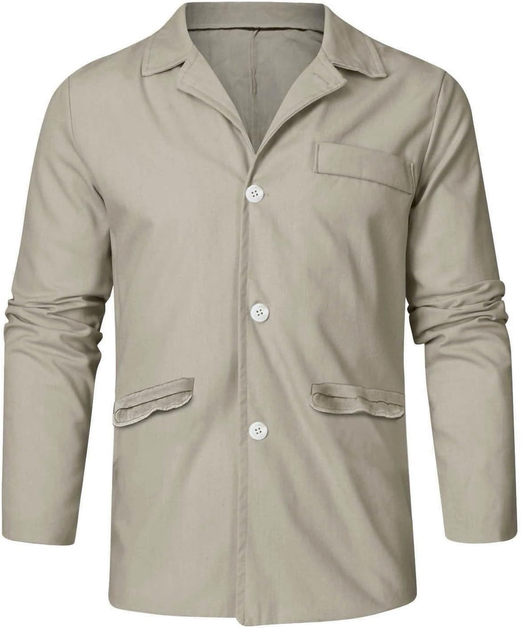 Lätt blazer för män tunn sommarrock herr vardaglig blazer fritid krage skjorta vår tunna rockar långärmad mysig jacka lös enfärgad skjortor andningsbar butt-up overshirt