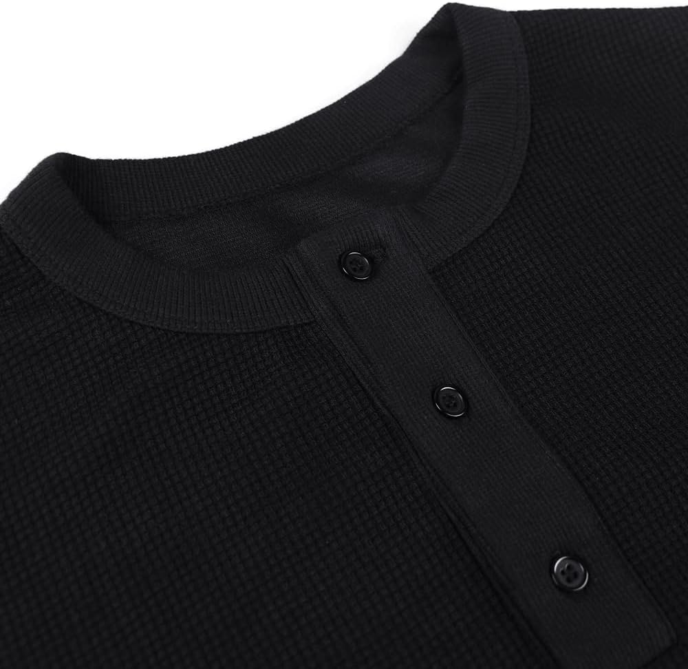 Muscle Alive Basic långärmad våffeltröja för män lös passform träning pullover rund hals skjorta