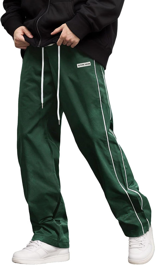 AIEOE herr, säckig joggingbyxor, Y2K, träningsbyxor, breda sportbyxor med dragsko, streetwear, fritidsbyxor med rörband, tonåring, mode