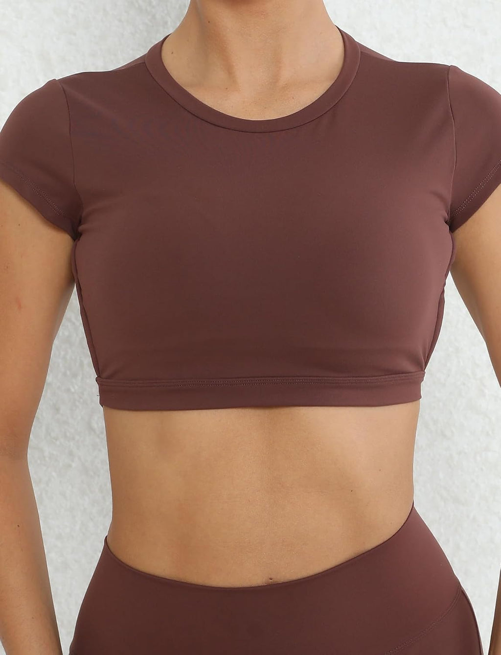 SEAUR Gym topp damer rygglös vadderad crop topp tajt sport löpartröja yoga fitness kortärmad t-shirt magfri sportskjorta rund hals mjuk S-L
