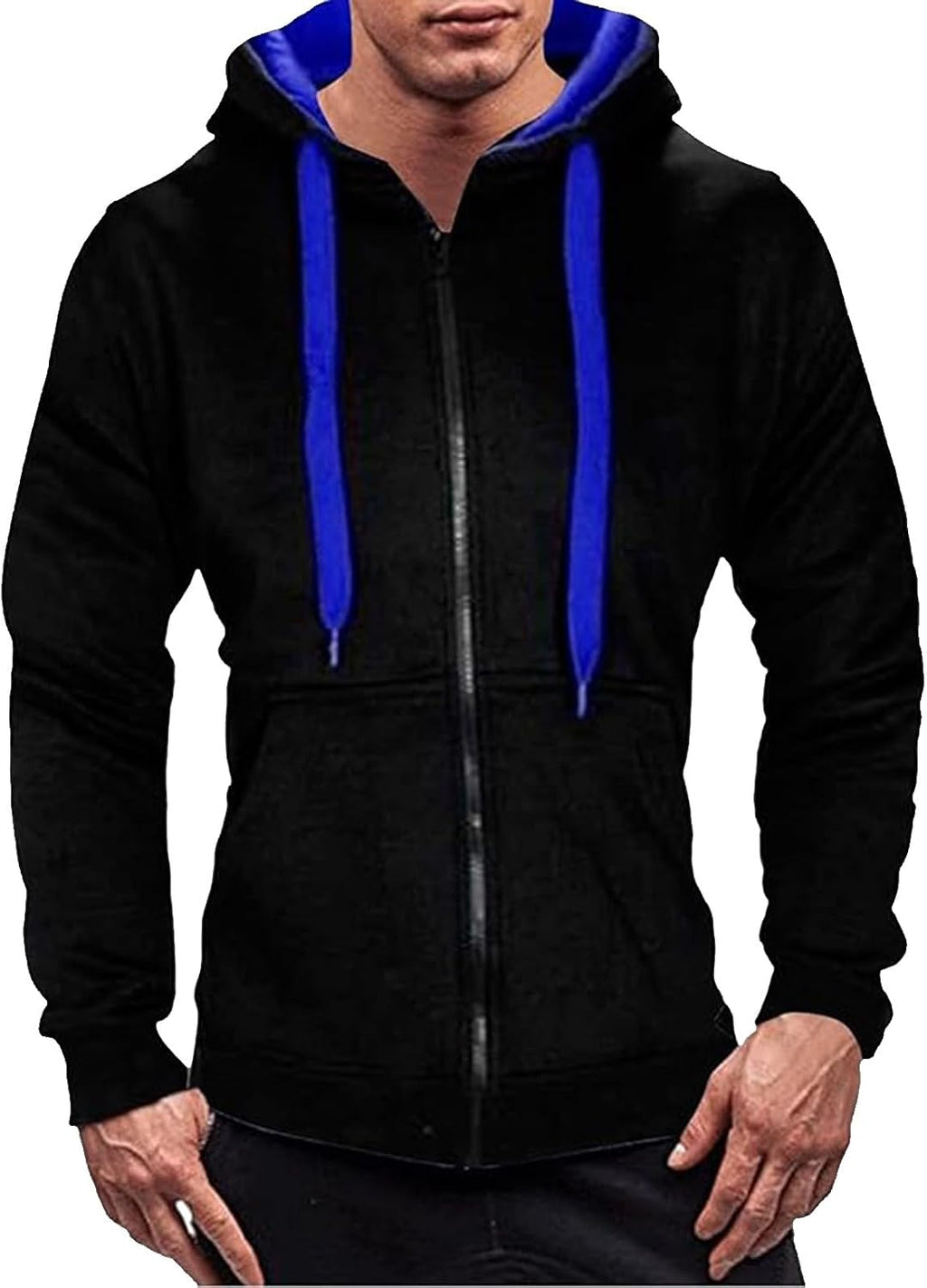 Generisk huvtröja för män, blousonjacka med dragkedja, dragsko, sweatjacka, överdimensionerad lös övergångsjacka, hip hop, trend, bomberjacka, enfärgad, ledig sportjacka för arbete och utomhus
