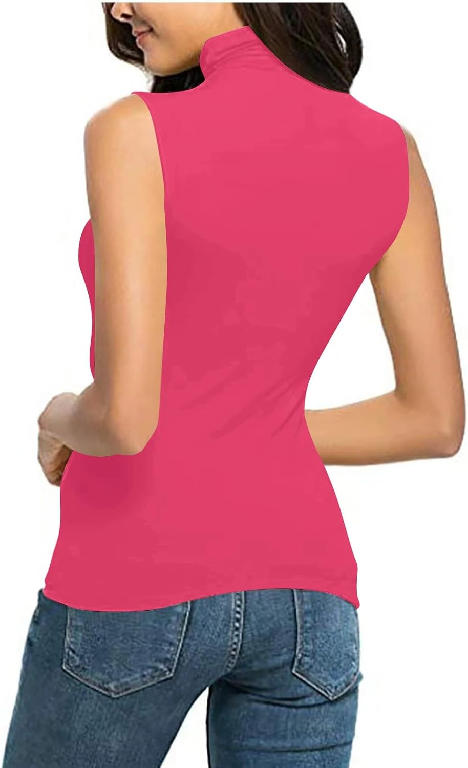 T-shirt dam polokrage - chic och elegant linne för kvinnor smal passform bekväm ärmlös t-shirt enfärgad ledig flytande topp andningsbar lätt topp