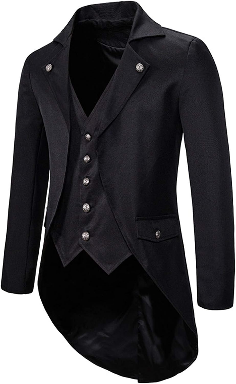 Män lappverk smoking jacka gotisk svanskappa män steampunk vintage svanskappa renässans eleganta kavajslag krage klänning smoking enkelknäppta jackor ytterkläder halloween scendräkt