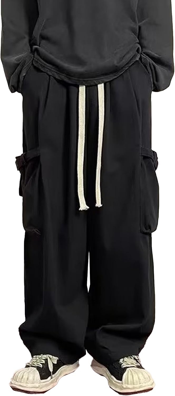 Trendiga fallskärmsbyxor för män trendiga unisex cargobyxor herr säckiga cargobyxor Y2K dragsko