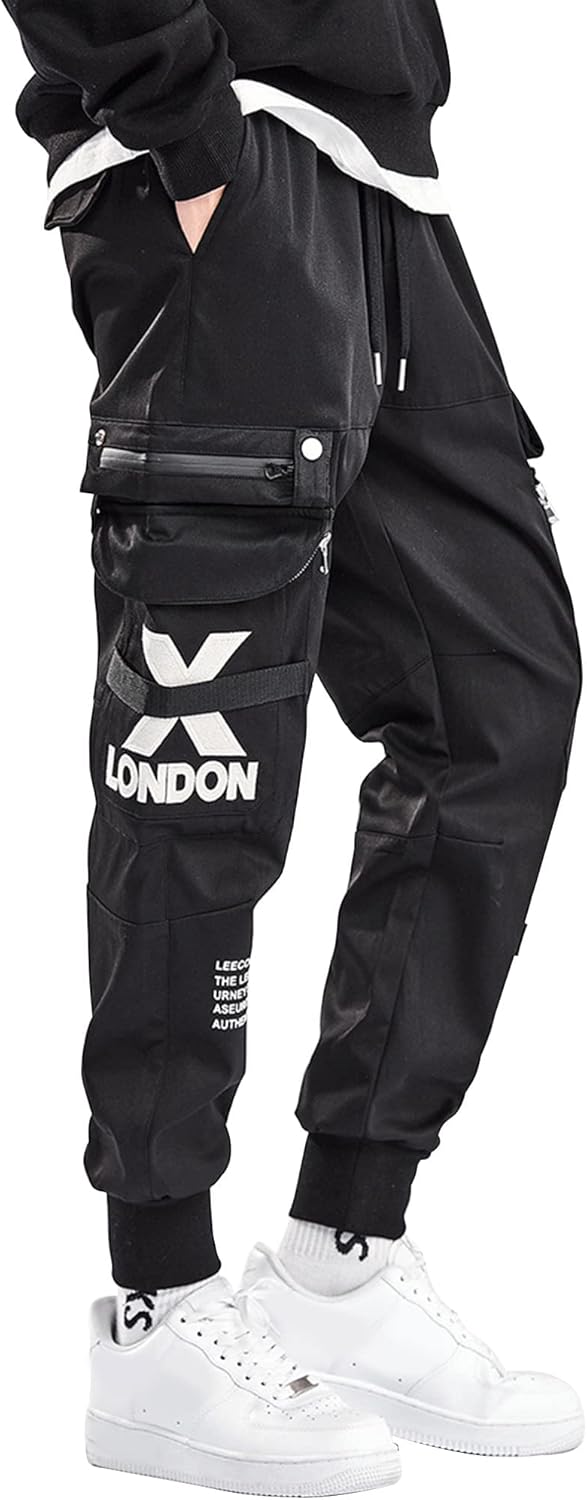 XYXIONGMAO Herr svarta cargobyxor Techwear streetwear hiphop träningsbyxor joggingbyxor cargobyxor för män