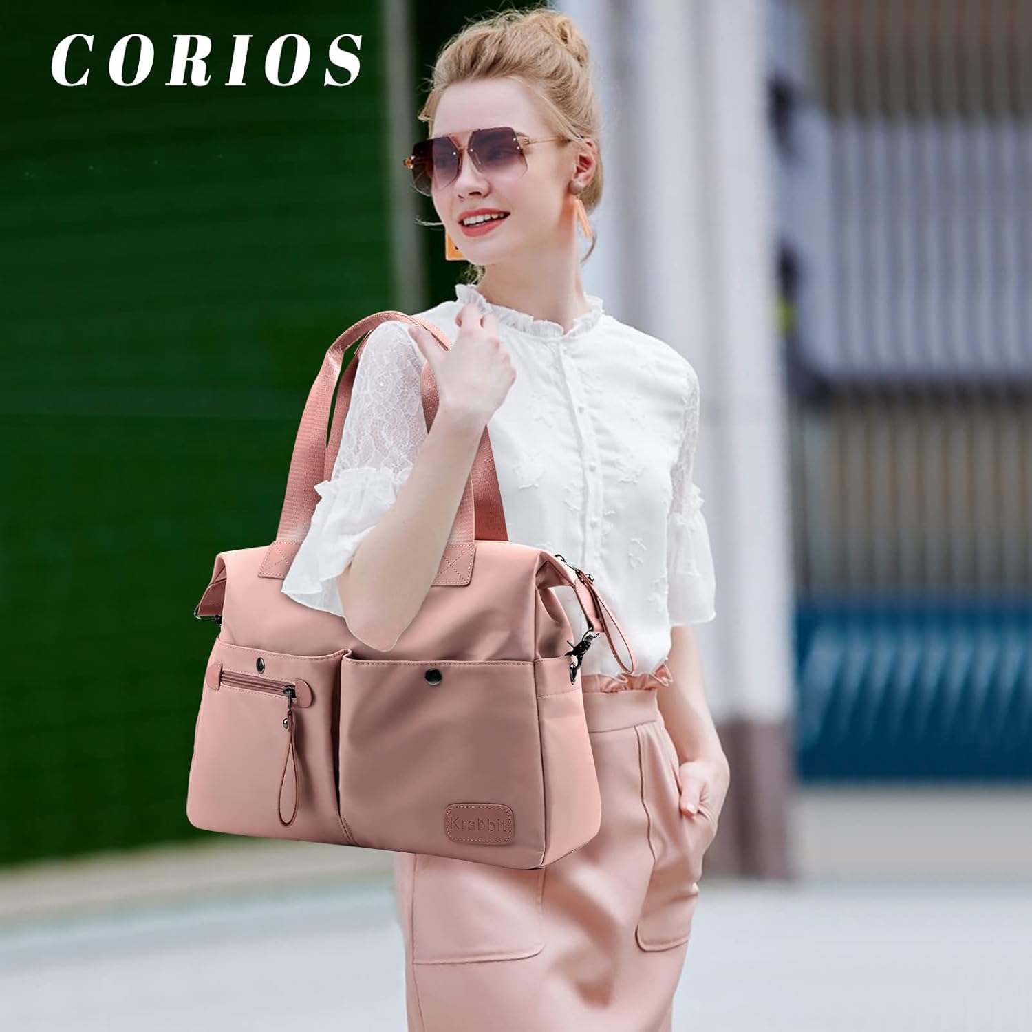 CORIOS Damaxelväska nylon handväska vattentät handväska ledig axelväska lätt bärkasse bärväska väska handtag väskor för arbete skola shopping resa vardag