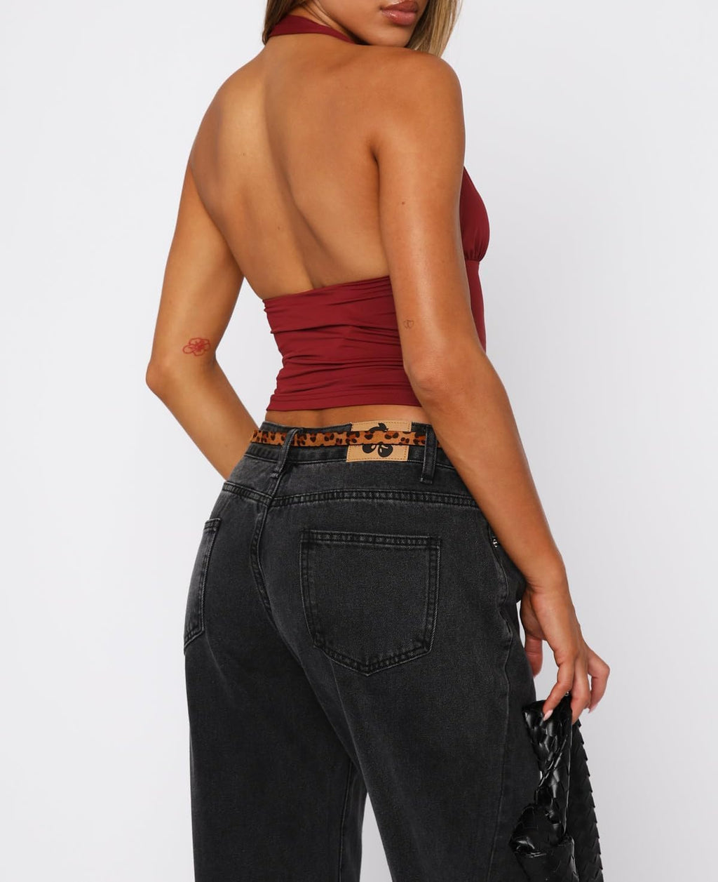 Dam sexig hållare djup V-hals backless crop tank top öppen rygg ärmlös smal passform Y2k sommartoppar
