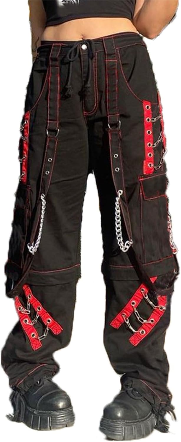 Goth Dark Y2k Punk Vida Ben Grunge Black Pants Mall Gothic Harajuku Baggy Highmidja Byxor Rem Patchwork Kläder