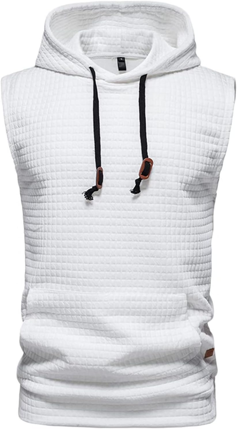 Men's Gym Tank Tops Sports T Shirt Fitness Tops Vest Sleeveless Hoodies with Pocket