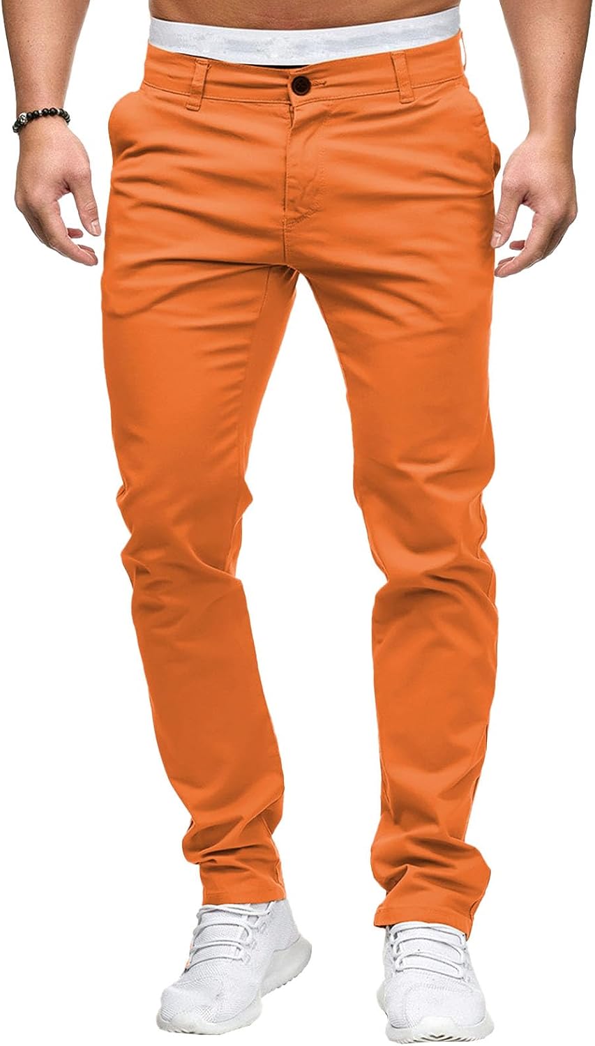 Herrbyxor med slim fit, chinos och stretch framtill, lätta affärsbyxor, vardagliga kontorsbyxor