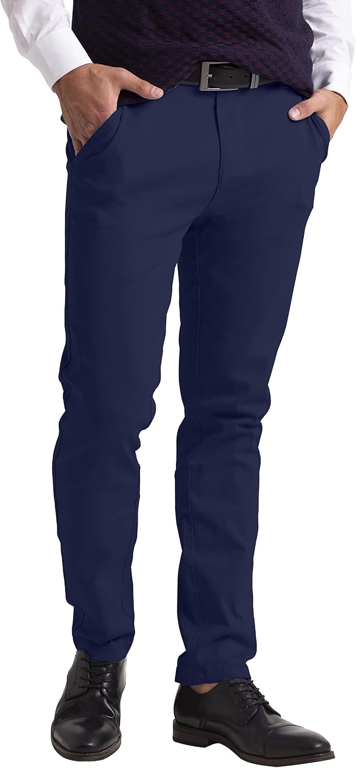 westAce Chino-byxor för män smal passform stretch twill vardagsbyxor