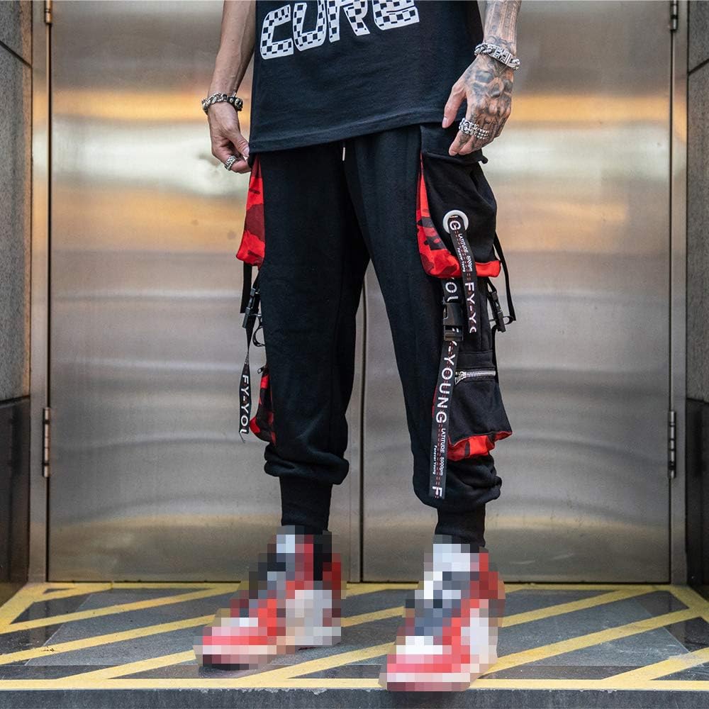 Hello MrLin Herr Techwear Byxor Hip Hop Jogger Cargo Baggy Streetwear Punk Byxor Män